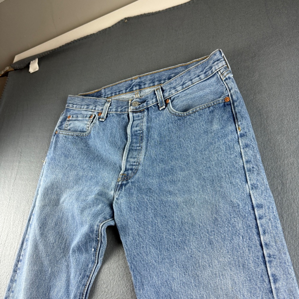Levis 501 Jeans Mens 33x34 (Fits 35x34) Blue Button Fly Straight Leg Regular Fit